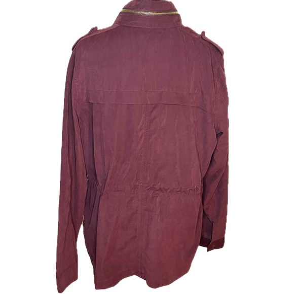 Love Tree Utility Cargo Jacket | Maroon Wine Red | Drawstring Waist | Size L - Picture 3 of 6